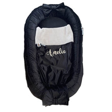 Afbeelding in Gallery-weergave laden, Babynestje Velvet luxury zwart strik