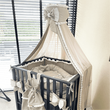 Afbeelding in Gallery-weergave laden, Boxbekleding set Noé Mae voor elke box in zand linnen offwhite ruffles