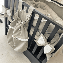 Afbeelding in Gallery-weergave laden, Boxbekleding set Noé Mae voor elke box in zand linnen offwhite ruffles