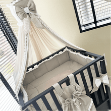 Afbeelding in Gallery-weergave laden, Boxbekleding set Noé Mae voor elke box in zand linnen offwhite ruffles