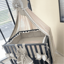 Afbeelding in Gallery-weergave laden, Boxbekleding set Noé Mae voor elke box in zand linnen offwhite ruffles