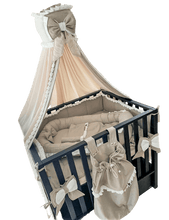 Afbeelding in Gallery-weergave laden, Boxbekleding set Noé Mae voor elke box in zand linnen offwhite ruffles