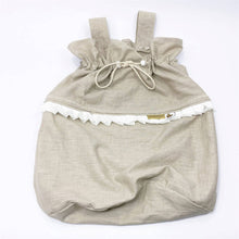 Afbeelding in Gallery-weergave laden, Boxzak Noé Mae in zand linnen met offwhite ruffles en strikjes