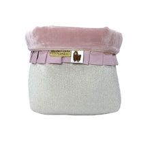 Afbeelding in Gallery-weergave laden, Commodemandje Glitter Velours - kiezel - oudroze - plooirand - gouden paspelbies