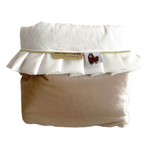 Afbeelding in Gallery-weergave laden, Commodemandje Velvet - zand - champagne - plooirand - offwhite - gouden paspel