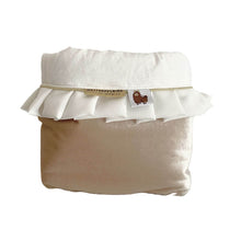 Afbeelding in Gallery-weergave laden, Commodemandje Velvet - zand - champagne - plooirand - offwhite - gouden paspel