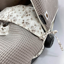 Afbeelding in Gallery-weergave laden, Dekje Kato - taupe - katoen plant print - strikje - wafel