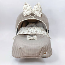 Afbeelding in Gallery-weergave laden, Dekje Kato - taupe - katoen plant print - strikje - wafel