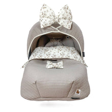 Afbeelding in Gallery-weergave laden, Dekje Kato - taupe - katoen plant print - strikje - wafel