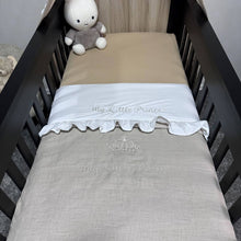 Afbeelding in Gallery-weergave laden, Laken Ruffle My little Prince - wit - ruches - ruffles - poplin katoen - geborduurd