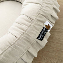 Afbeelding in Gallery-weergave laden, Babynestje Milou zand linnen beige ruffle strik luxe
