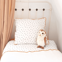 Afbeelding in Gallery-weergave laden, Dekbedovertrek Berlin-offwhite-oker-veertjes-wafel-hydrofiel