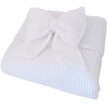 Afbeelding in Gallery-weergave laden, Babydekentje Strik - in 30 kleuren - wit - wafel - teddy