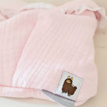 Afbeelding in Gallery-weergave laden, Dekje Cassy - lichtroze - wit - hydrofiel - broderie - kant - landelijk