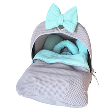 Afbeelding in Gallery-weergave laden, Dekje Lola - mintgroen - lichtgrijs - wafel - in 30 kleuren