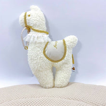Afbeelding in Gallery-weergave laden, Geboorte Lama - ecru - teddy - met naam - goud