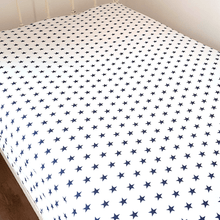 Afbeelding in Gallery-weergave laden, Hoeslaken Star - wit - donkerblauw - sterren