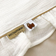 Afbeelding in Gallery-weergave laden, Laken Sjieke Ruffle-creme-ruches-ruffles-hydrofiel-met naam-goud