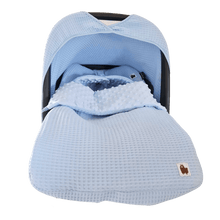 Afbeelding in Gallery-weergave laden, Voetenzak Barcelona - wafel - minky velours - bies - in 30 kleuren