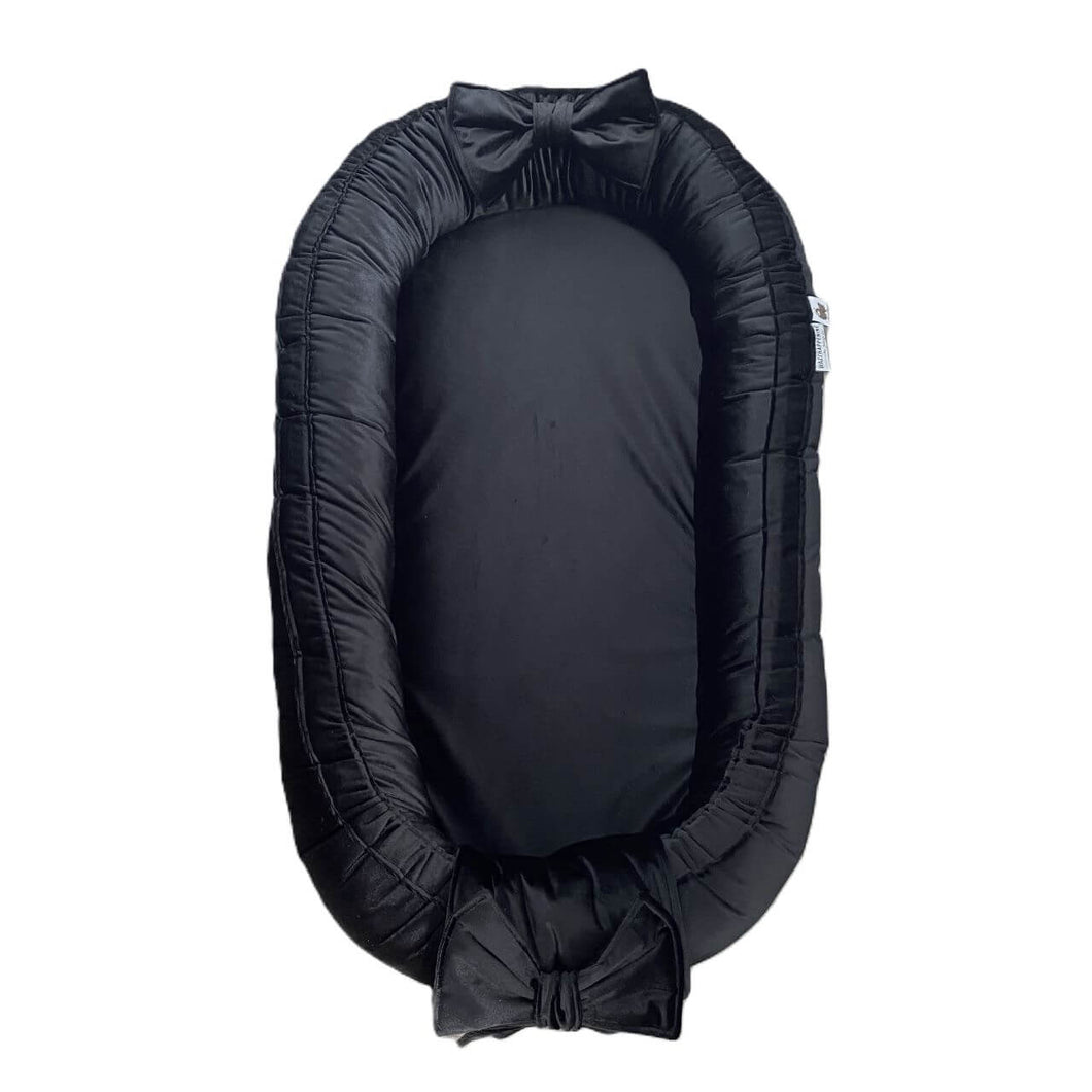 Babynestje Velvet luxury zwart strik