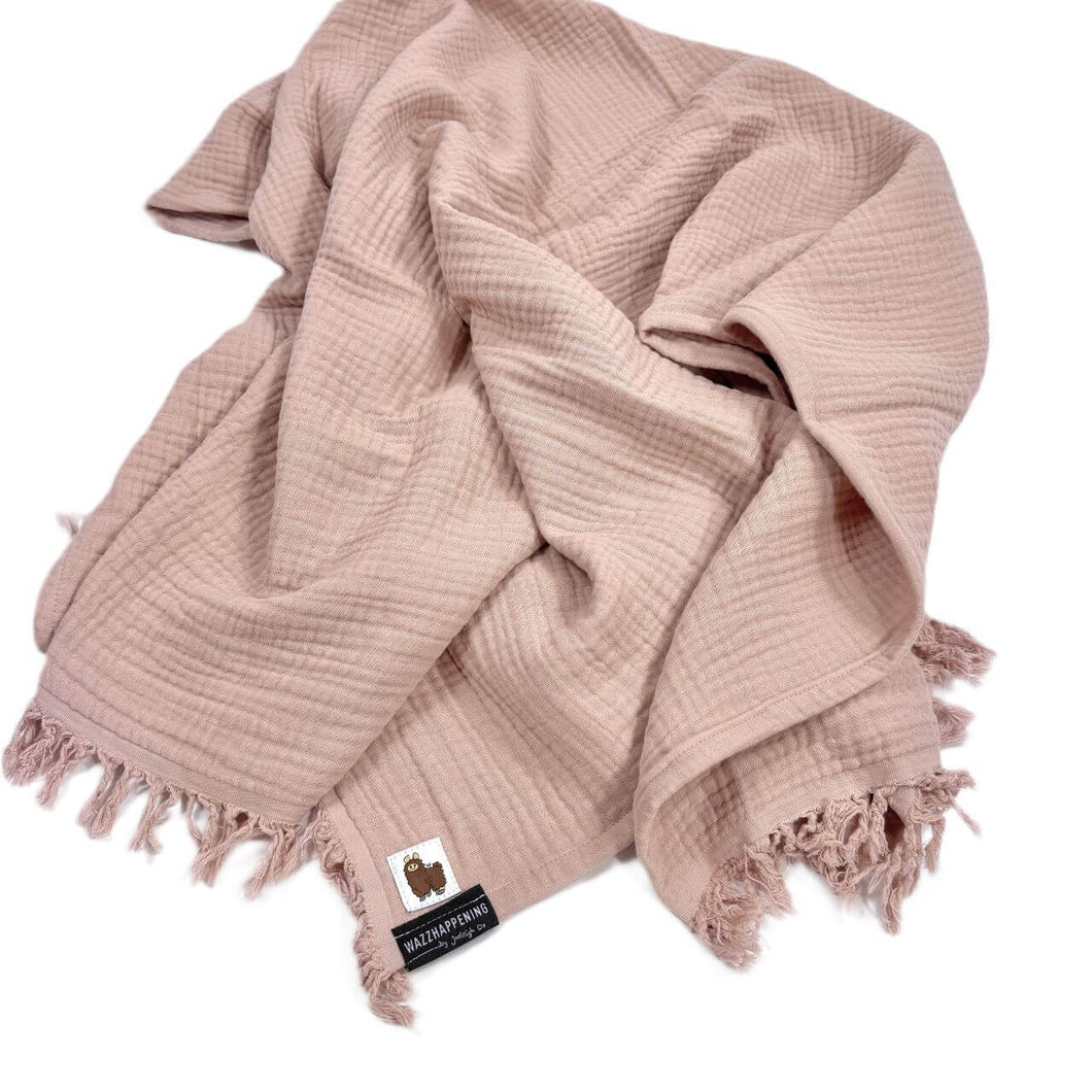 Hydrofiel doek - deken met franjes - mousseline - omslagdoek -  4 kleuren