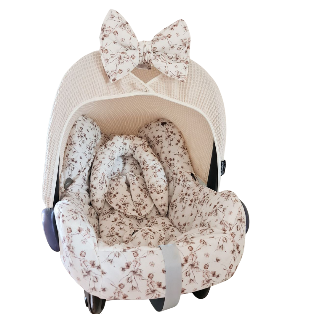 Maxi Cosi hoes Cabrio June plant print bloemen katoen naturel wafel