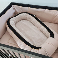 Afbeelding in Gallery-weergave laden, Babynestje Jaimy zand zwart goud bamboe badstof
