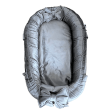 Afbeelding in Gallery-weergave laden, Babynestje Velvet luxury donkergrijs grijs strik fluweel
