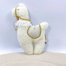 Afbeelding in Gallery-weergave laden, Geboorte Lama - ecru - teddy - met naam - goud
