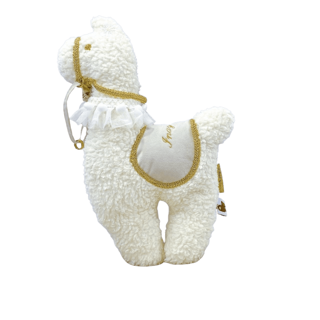 Geboorte Lama - ecru - teddy - met naam - goud