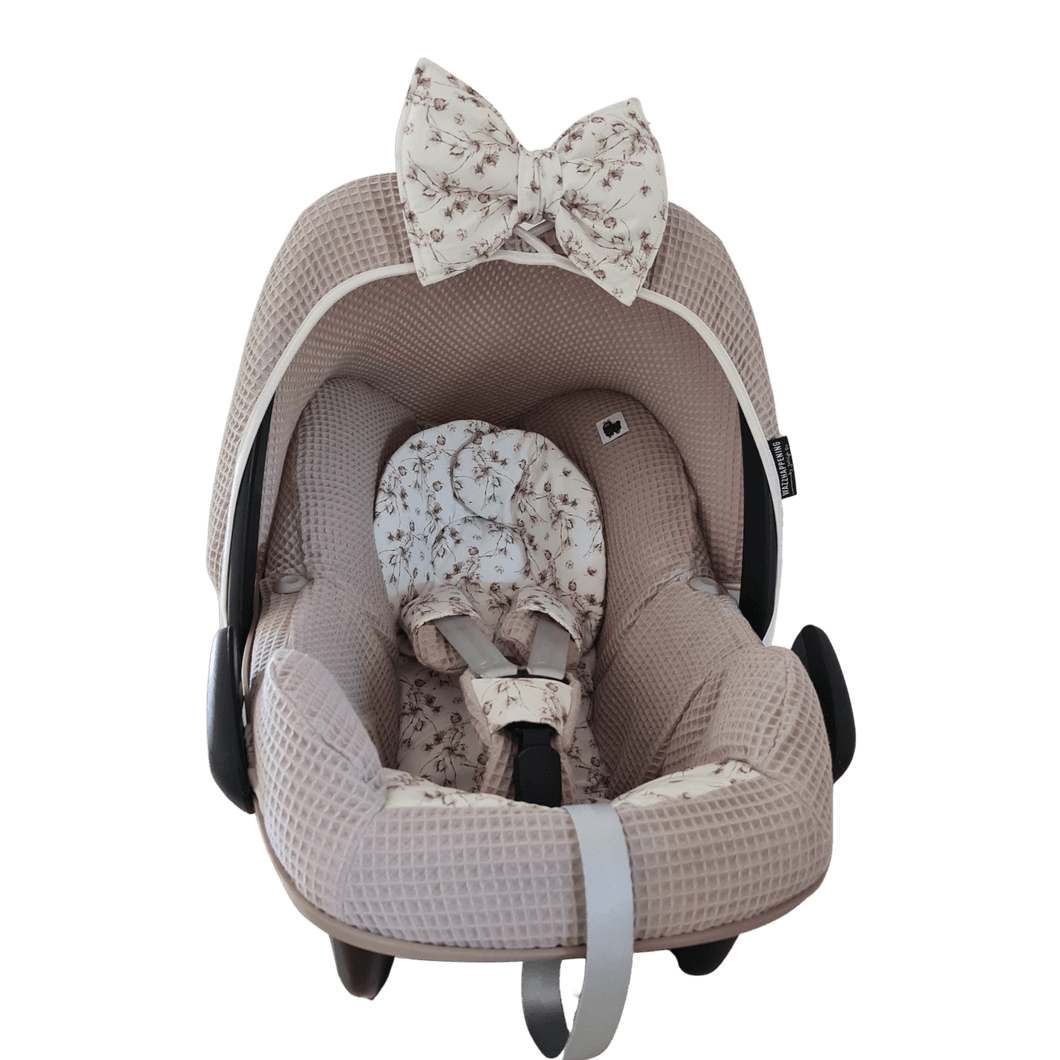 Maxi Cosi hoes Kato taupe neutraal bloemen nude wafel