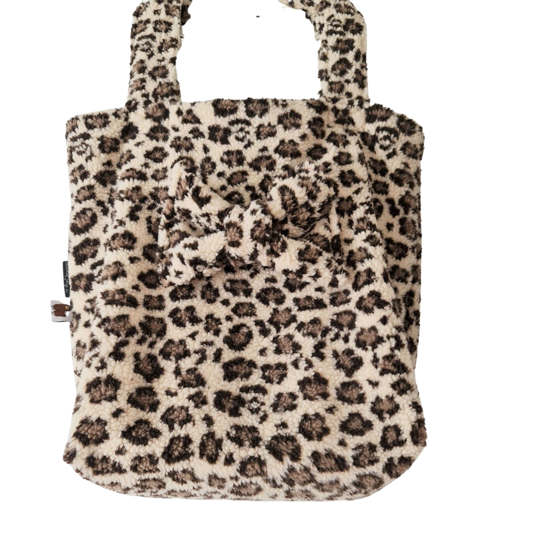 Mom Bag - chunky panter teddy - met strik