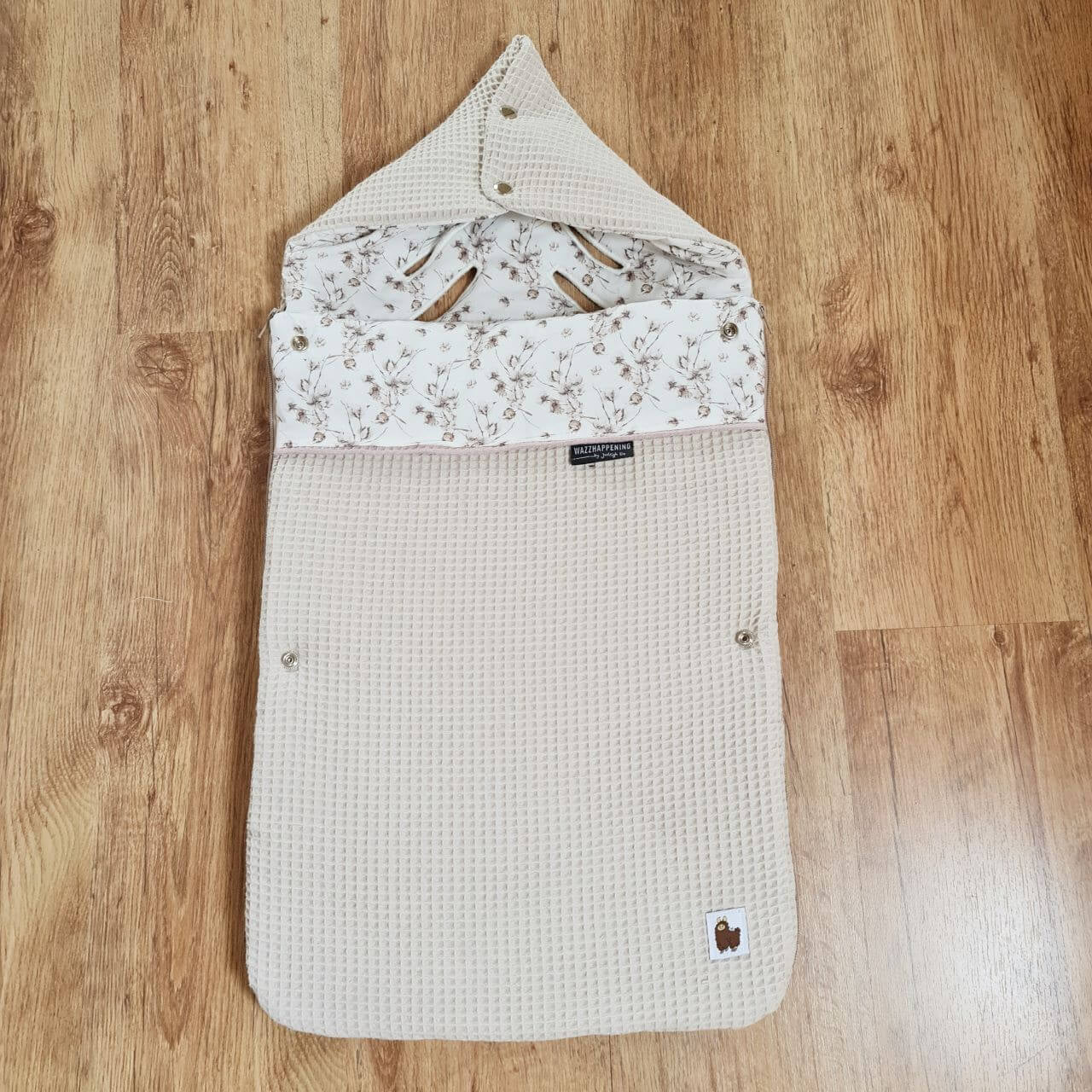 maxi cosi zak Voetenzak Kato - zand - oudroze - katoen plant - wafel